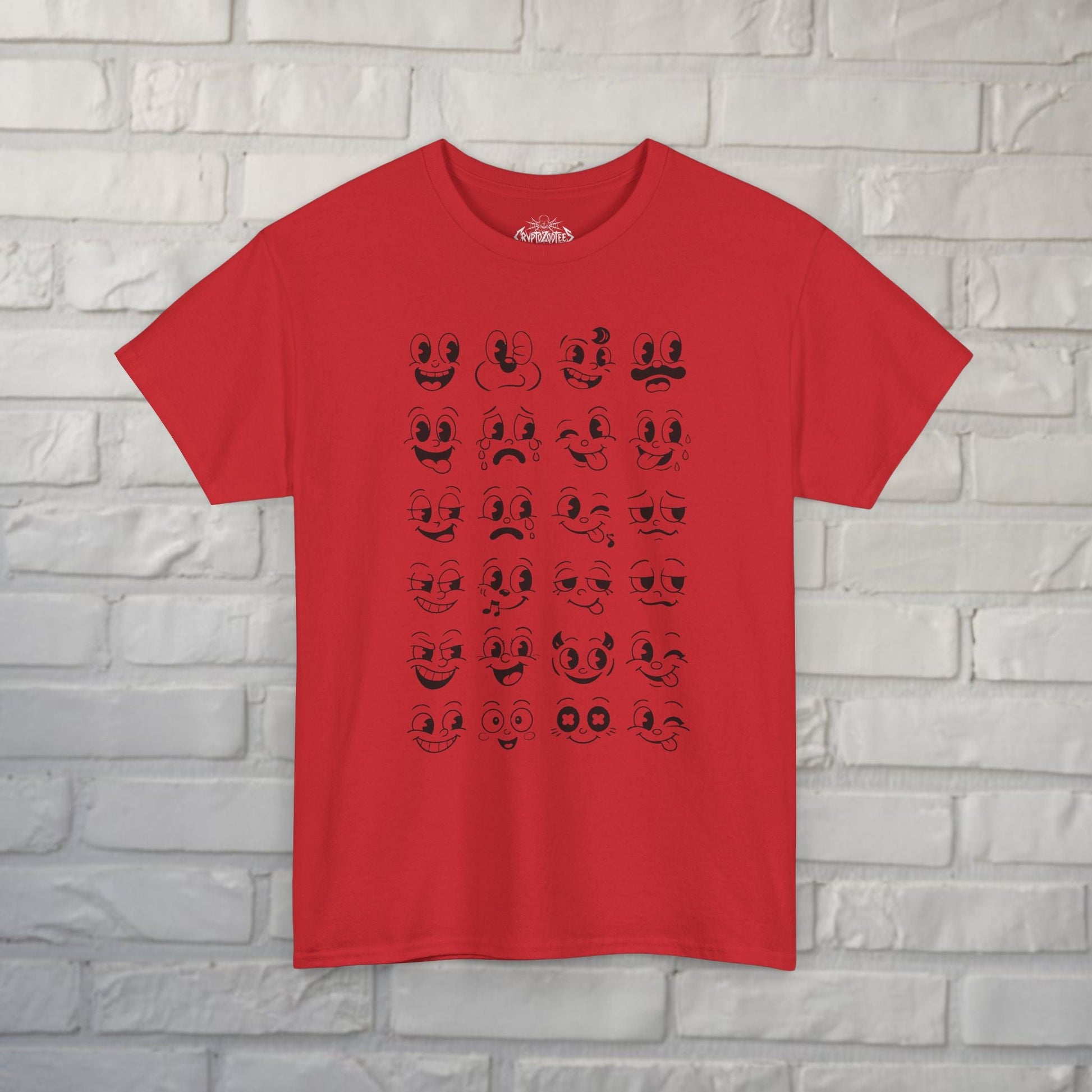 T-Shirt - Cartoon Faces Shirt | Unisex Heavy Cotton | Funny, Retro & Vintage from SHIRT MONSTERS (Formally Crypto Zoo Tees)