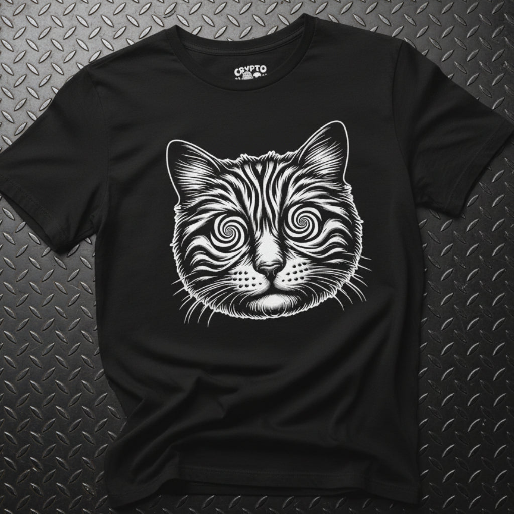T-Shirt - Cat with Spiral Eyes Shirt | Hypnotized Trippy Tee | Bella + Canvas Unisex T-shirt from Crypto Zoo Tees