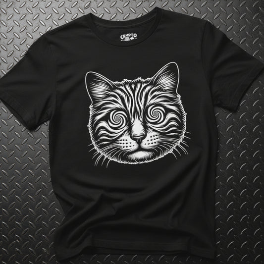 T-Shirt - Cat with Spiral Eyes Shirt | Hypnotized Trippy Tee | Bella + Canvas Unisex T-shirt from Crypto Zoo Tees