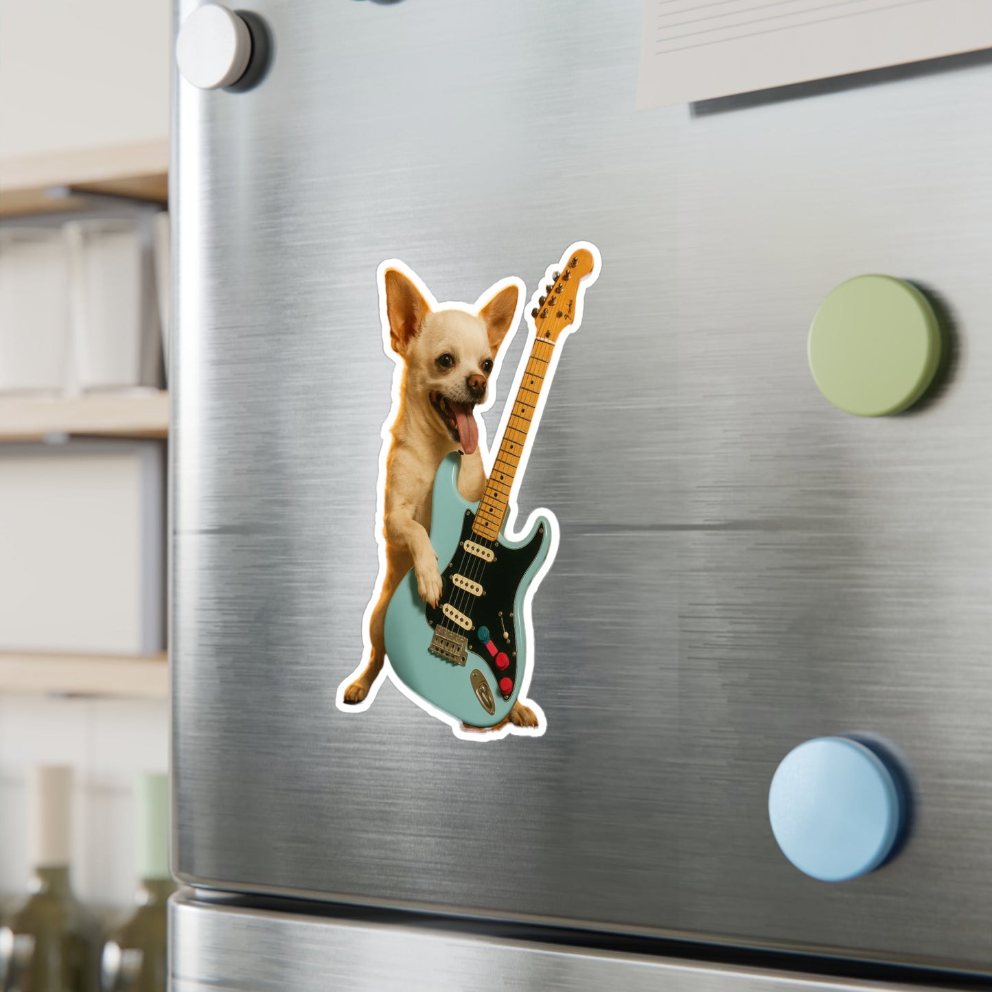 Paper products - Chihuahua on Electric Guitar | Sticker/Vinyl Decal | Animals, Music | Punk from Crypto Zoo Tees