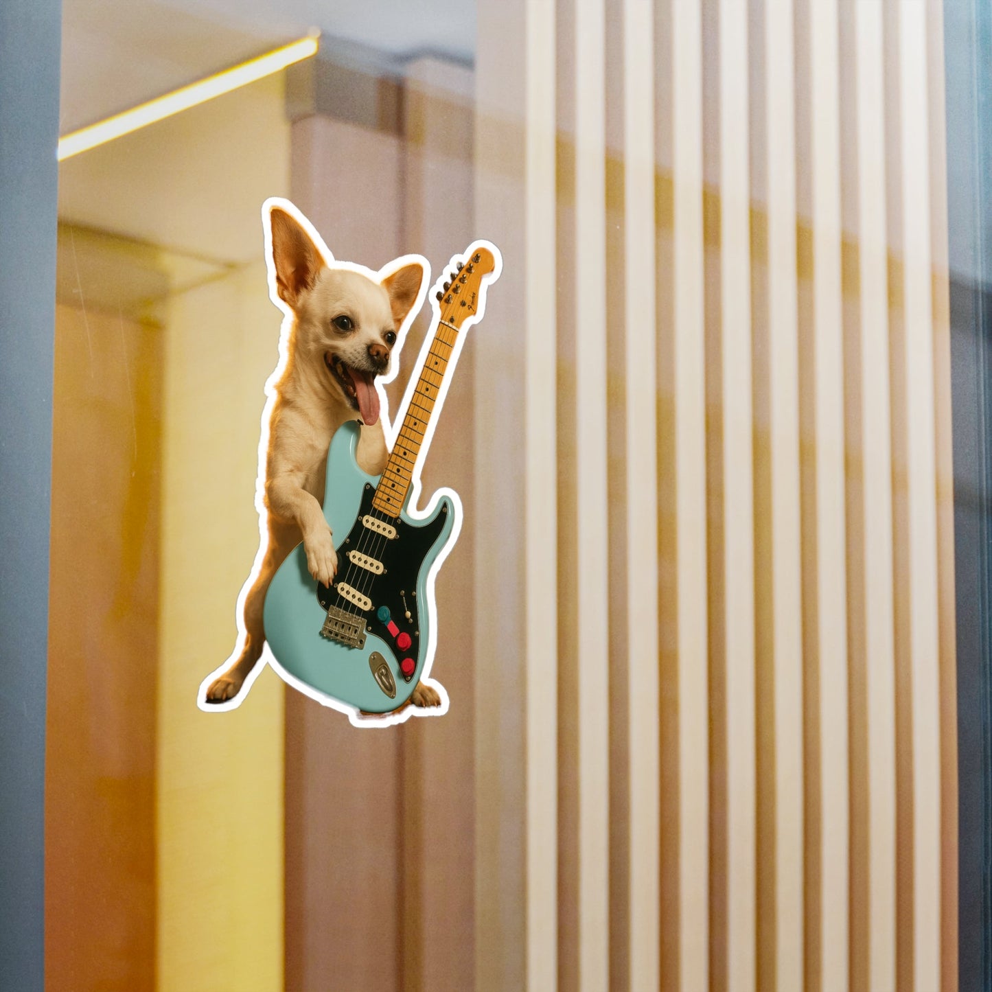 Paper products - Chihuahua on Electric Guitar | Sticker/Vinyl Decal | Animals, Music | Punk from Crypto Zoo Tees