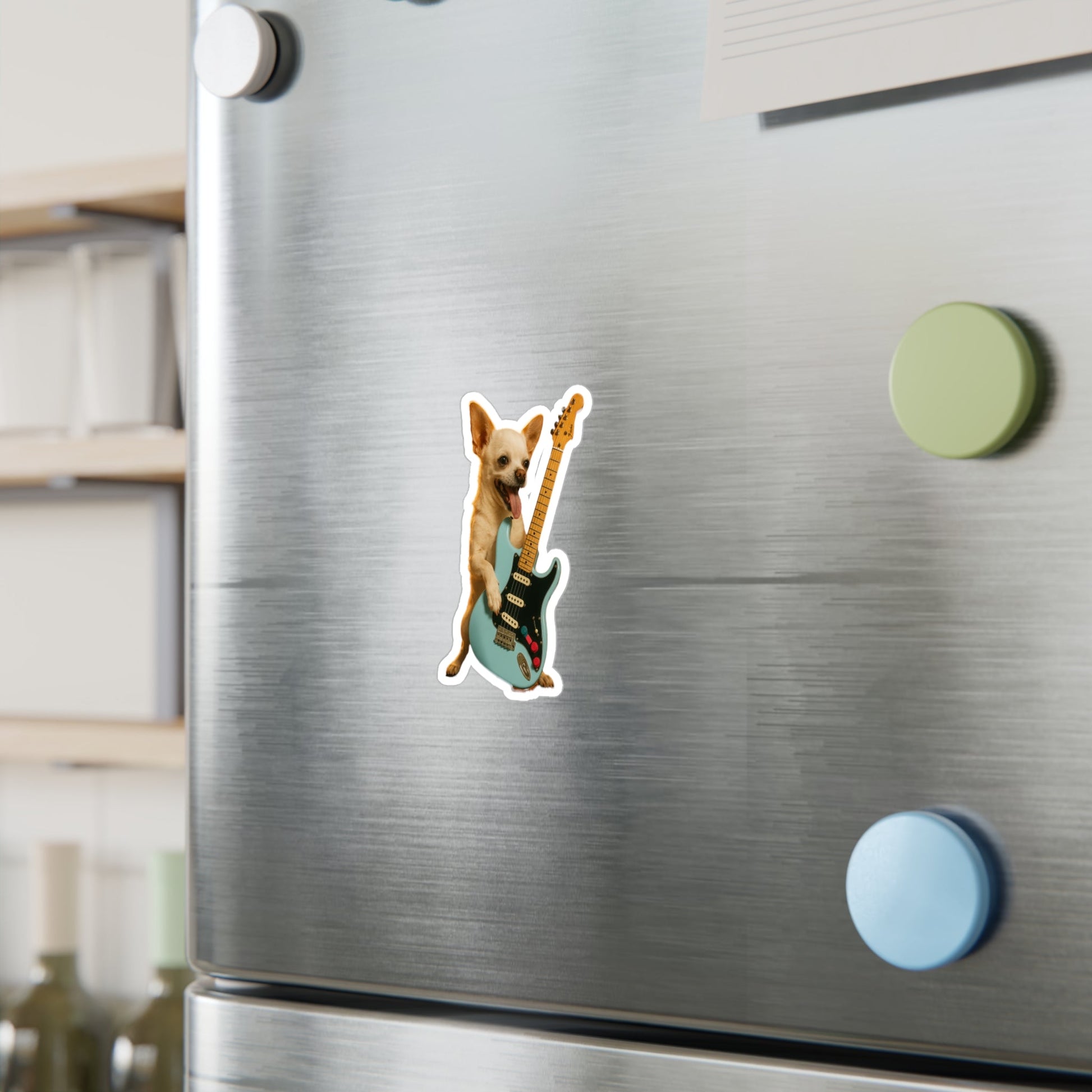 Paper products - Chihuahua on Electric Guitar | Sticker/Vinyl Decal | Animals, Music | Punk from Crypto Zoo Tees