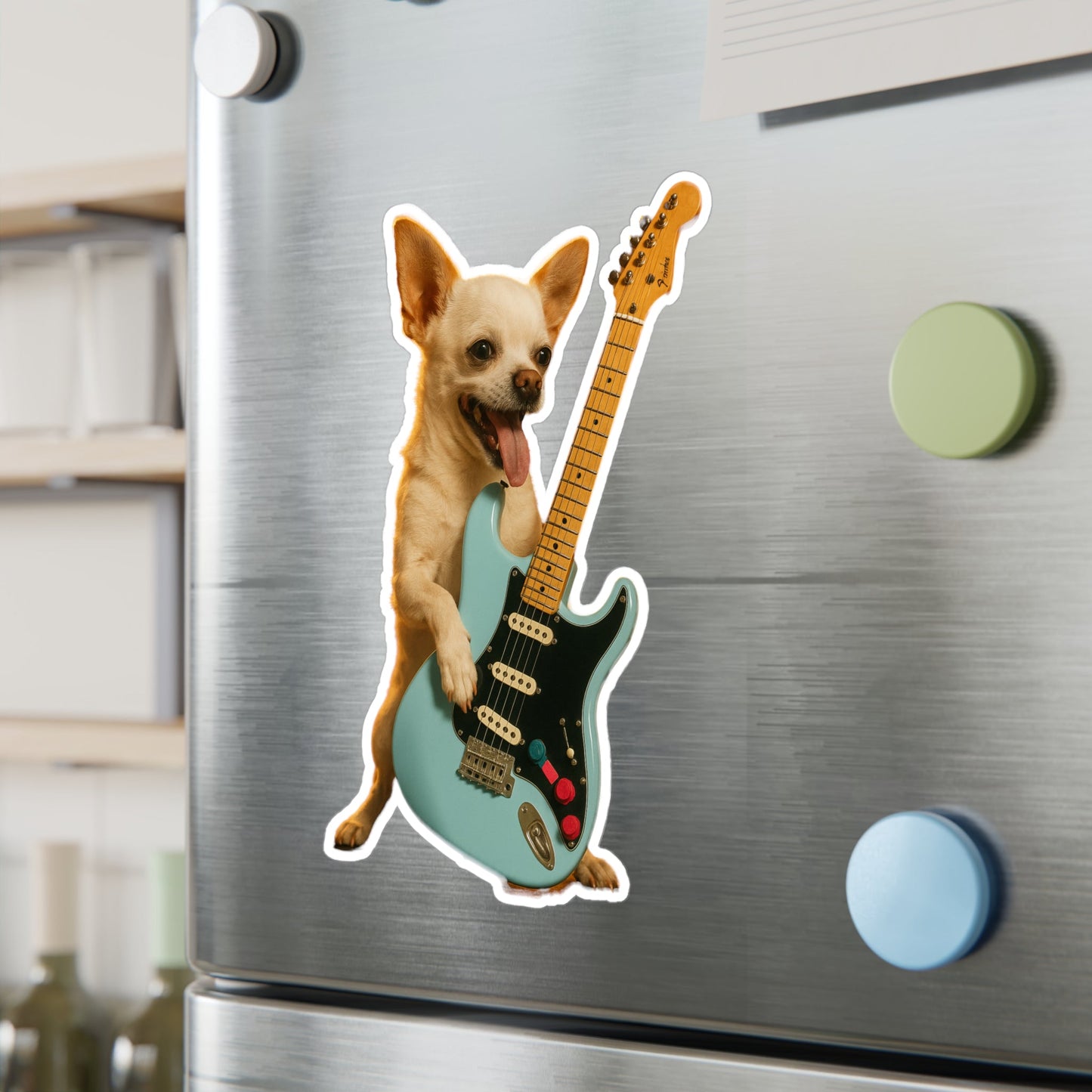 Paper products - Chihuahua on Electric Guitar | Sticker/Vinyl Decal | Animals, Music | Punk from Crypto Zoo Tees