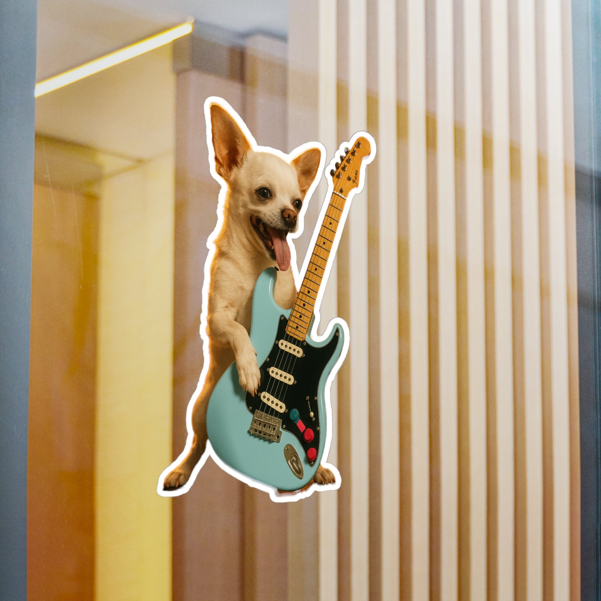 Paper products - Chihuahua on Electric Guitar | Sticker/Vinyl Decal | Animals, Music | Punk from Crypto Zoo Tees