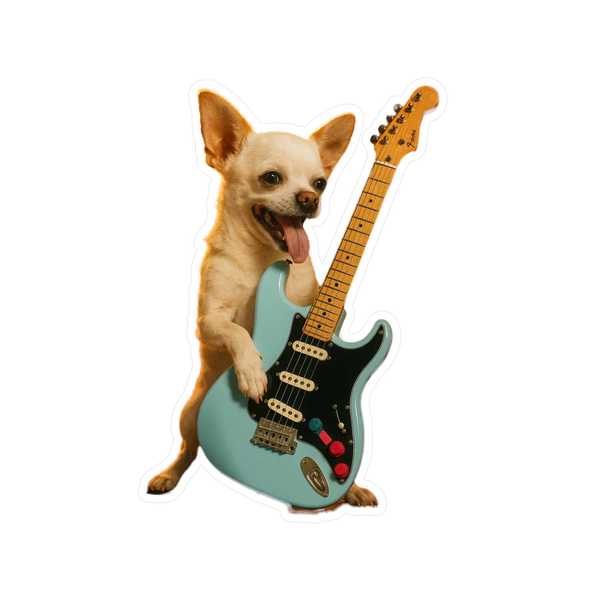 Paper products - Chihuahua on Electric Guitar | Sticker/Vinyl Decal | Animals, Music | Punk from Crypto Zoo Tees