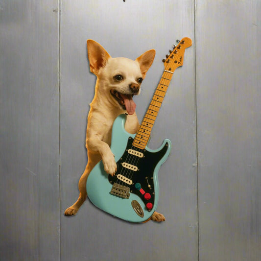 Paper products - Chihuahua on Electric Guitar | Sticker/Vinyl Decal | Animals, Music | Punk from Crypto Zoo Tees