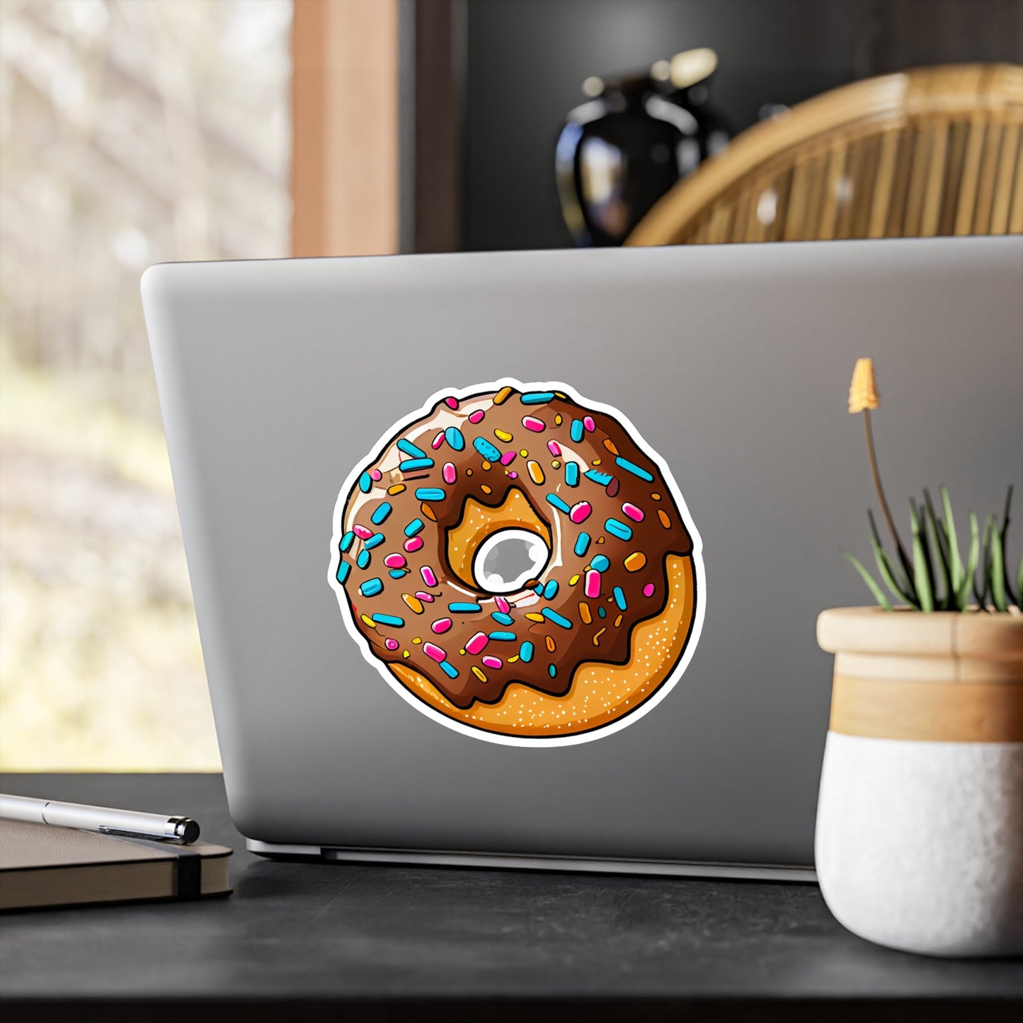 Paper products - Chocolate Donut Sticker | Food & Drink, Funny | Retro & Vintage from Crypto Zoo Tees