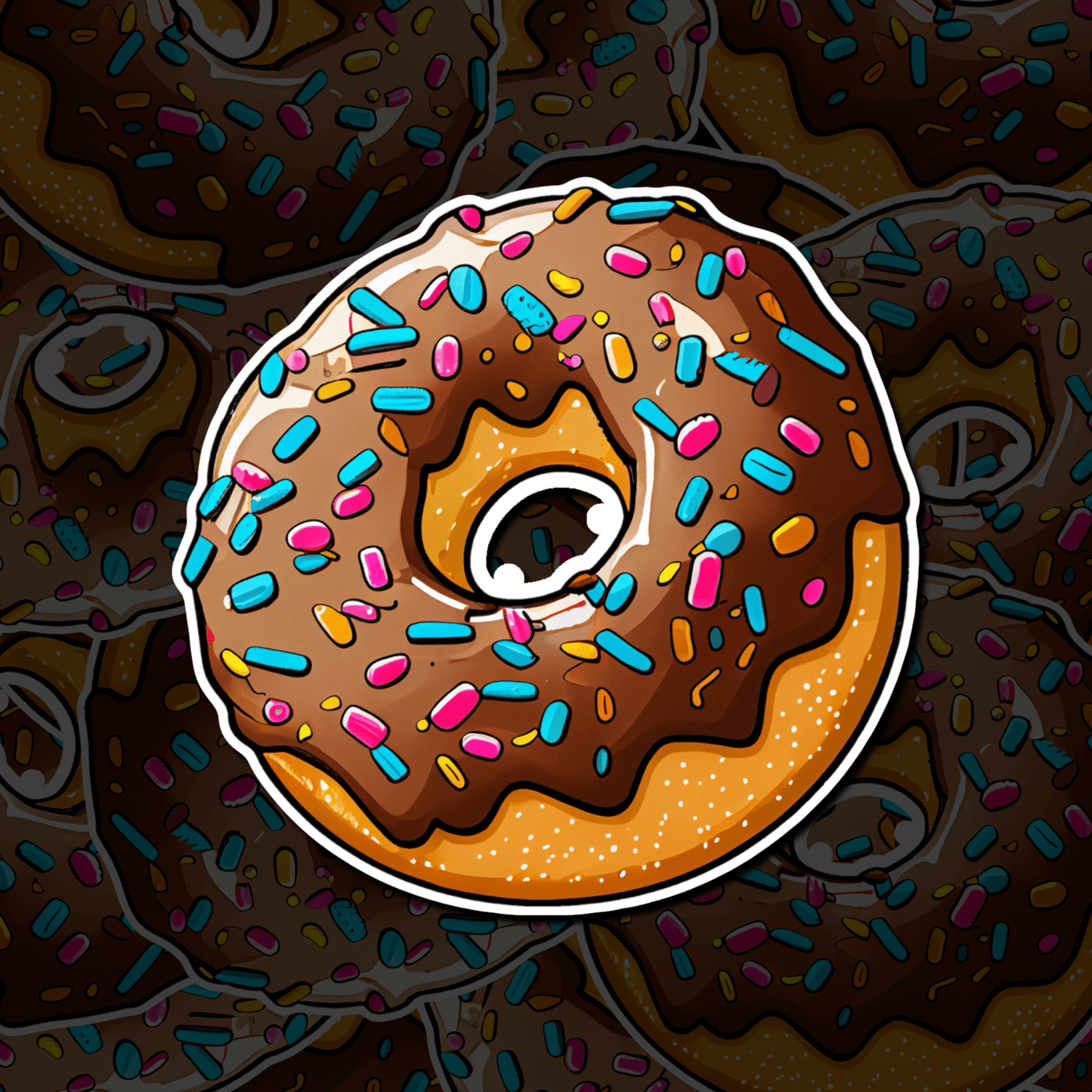 Paper products - Chocolate Donut Sticker | Food & Drink, Funny | Retro & Vintage from Crypto Zoo Tees
