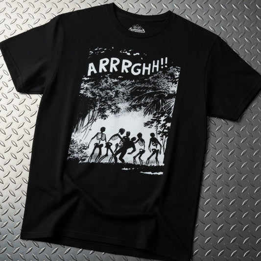 T-Shirt - Comic Skeleton Shirt | Unisex Heavy Cotton | Horror, Skulls & Skeletons from SHIRT MONSTERS (Formally Crypto Zoo Tees)