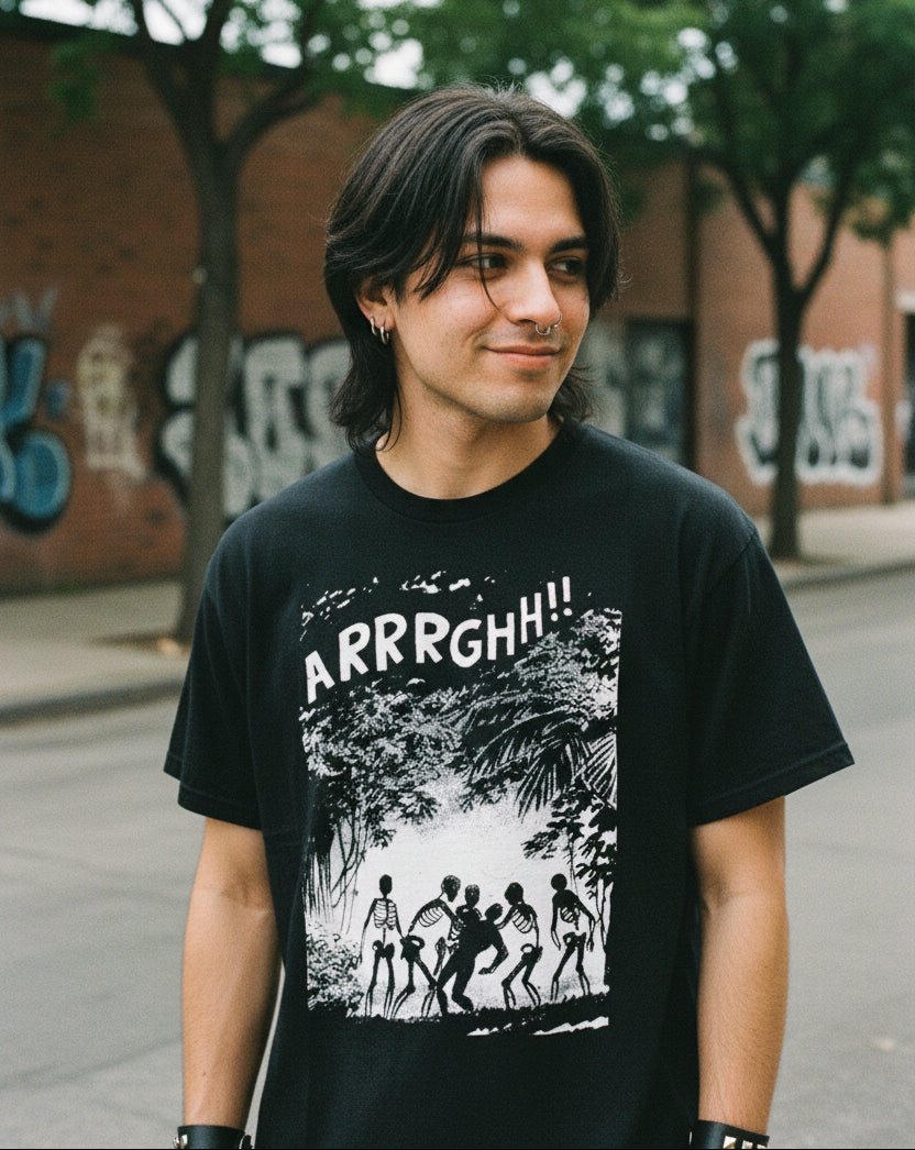 T-Shirt - Comic Skeleton Shirt | Unisex Heavy Cotton | Horror, Skulls & Skeletons from SHIRT MONSTERS (Formally Crypto Zoo Tees)