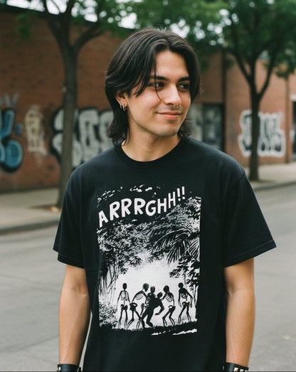 T-Shirt - Comic Skeleton Shirt | Unisex Heavy Cotton | Horror, Skulls & Skeletons from SHIRT MONSTERS (Formally Crypto Zoo Tees)