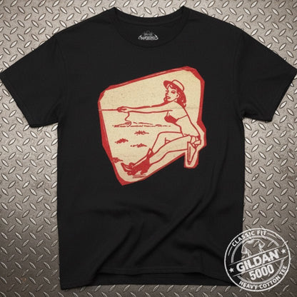 T-Shirt - Cowgirl Pinup Shirt | Unisex Heavy Cotton - Gildan 5000 | Retro & Vintage, Art & Artists | Rockabilly from Crypto Zoo Tees