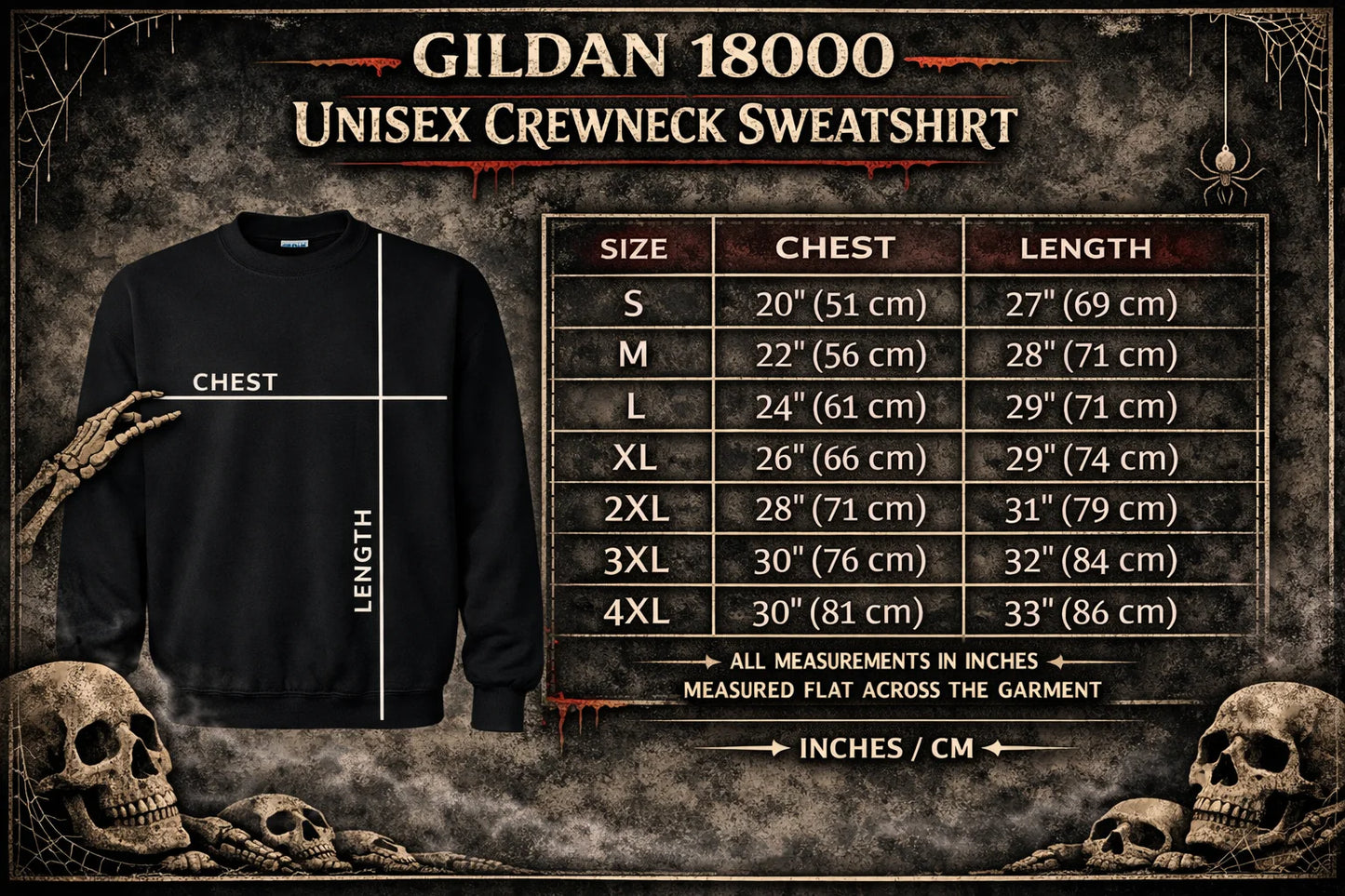 Ribcage Sweatshirt | Skulls & Skeletons | Unisex Crewneck Sweatshirt - Gildan 18000