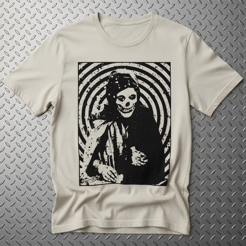 T-Shirt - Crimson Ghost Hypnotic Shirt | Horror, Skulls & Skeletons Punk | Fitted Tee from SHIRT MONSTERS