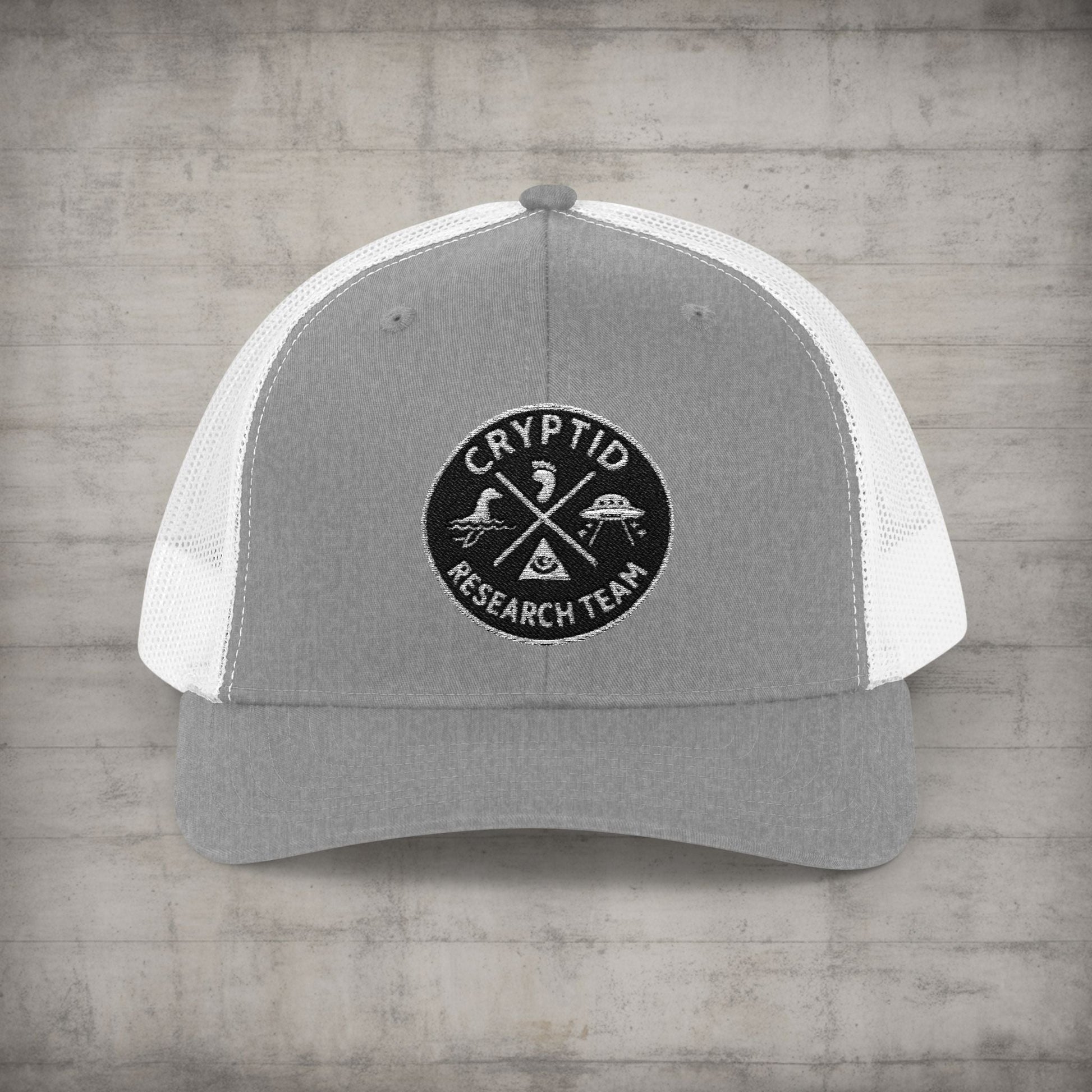 Hats - Cryptid Research Team Hat | Meshback Trucker Hat | Cryptids from SHIRT MONSTERS (Formally Crypto Zoo Tees)