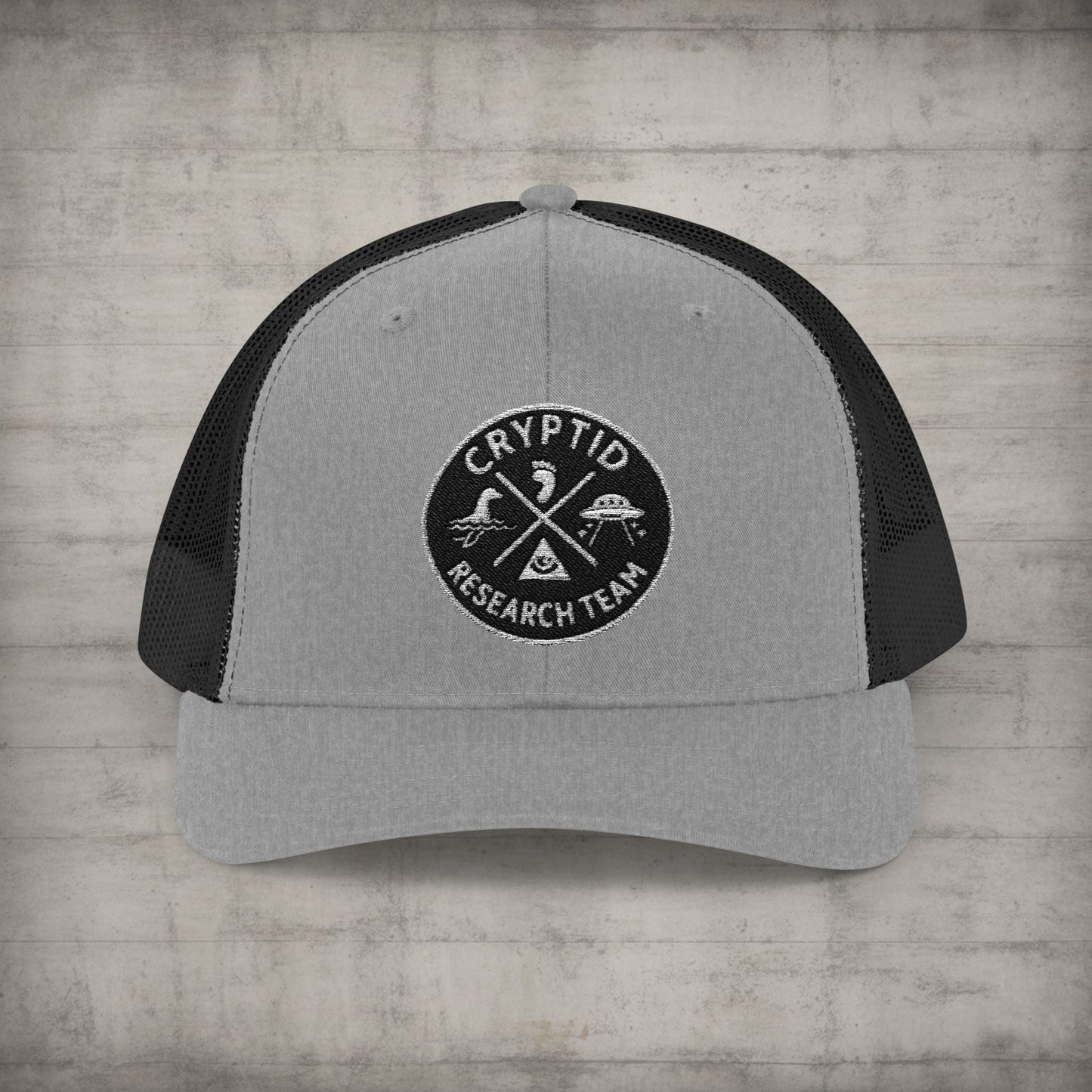 Hats - Cryptid Research Team Hat | Meshback Trucker Hat | Cryptids from SHIRT MONSTERS (Formally Crypto Zoo Tees)