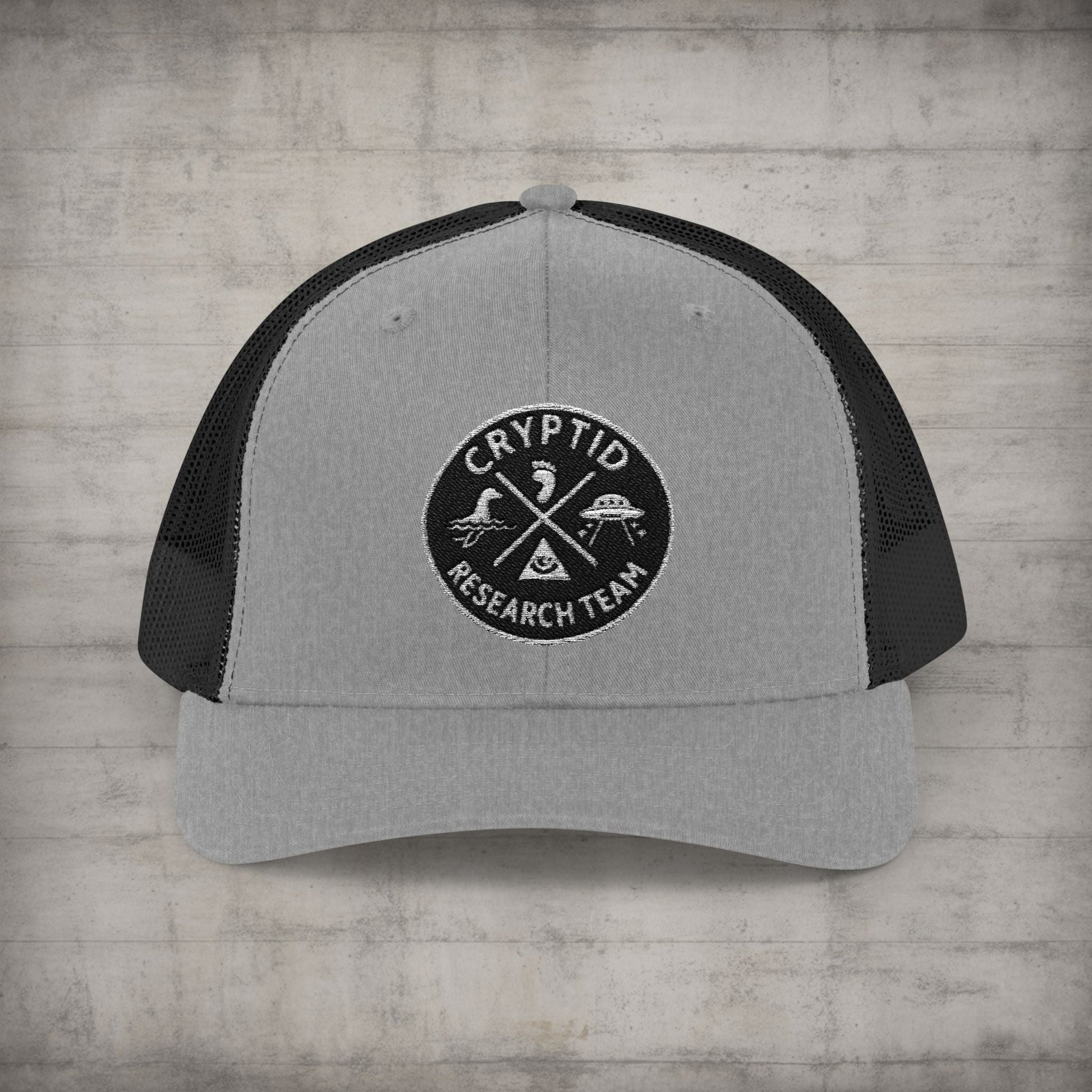 Hats - Cryptid Research Team Hat | Meshback Trucker Hat | Cryptids from SHIRT MONSTERS (Formally Crypto Zoo Tees)