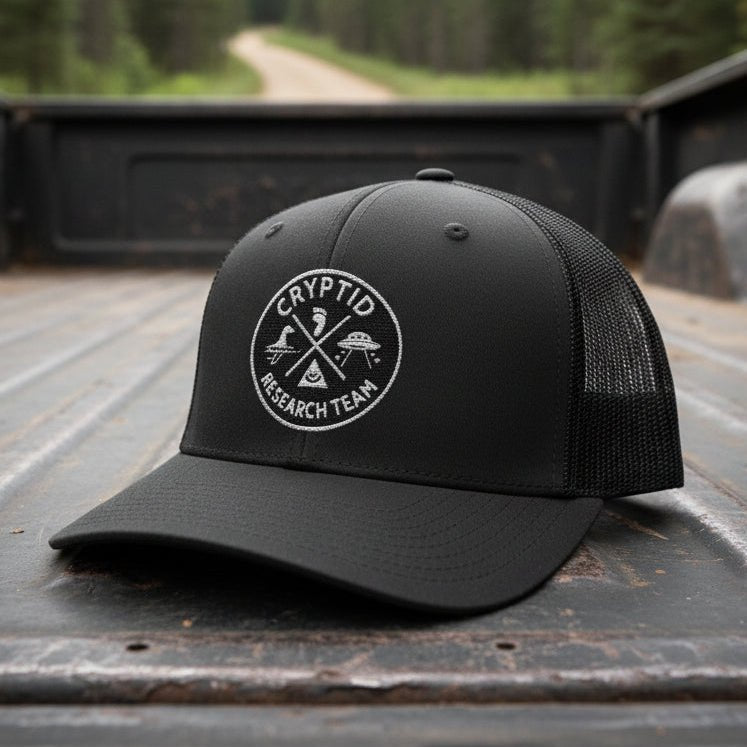 Hats - Cryptid Research Team Hat | Meshback Trucker Hat | Cryptids from SHIRT MONSTERS (Formally Crypto Zoo Tees)
