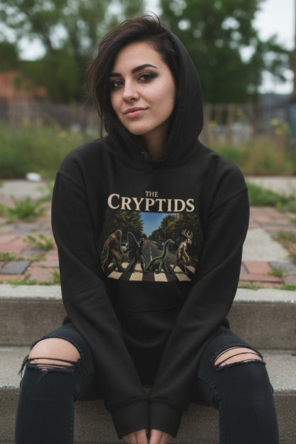 Hoodie - Cryptids Abbey Road Hoodie | Gildan Pullover | Bigfoot Mothman from SHIRT MONSTERS