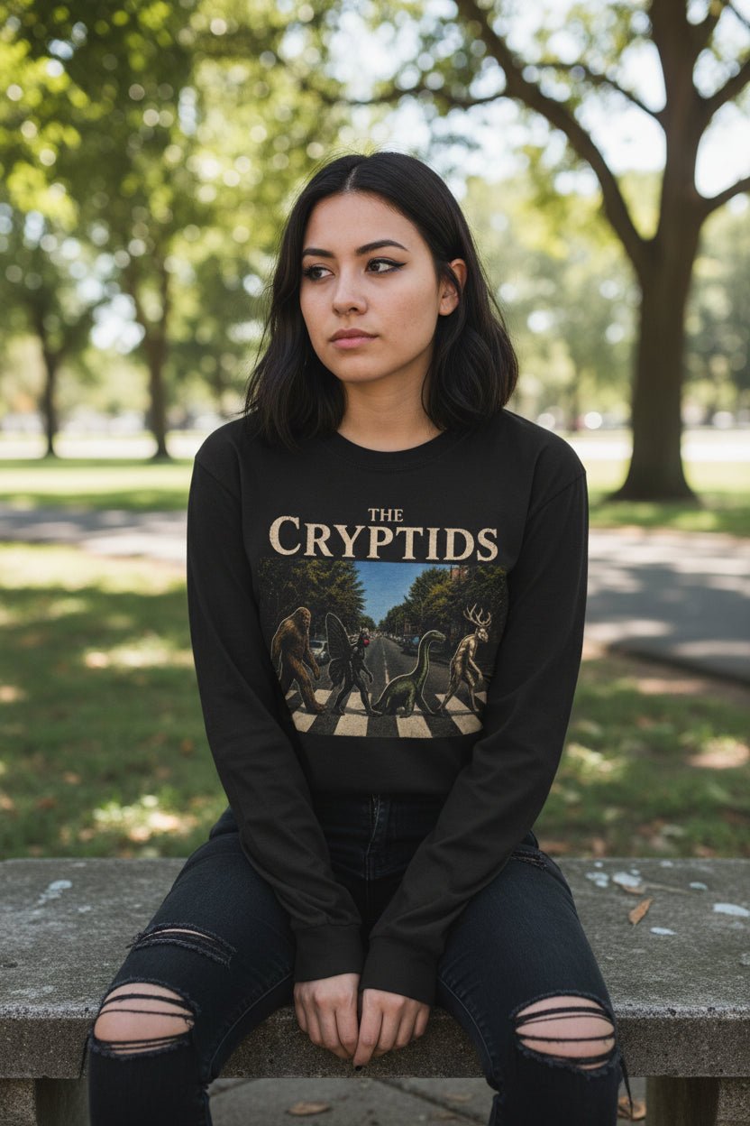 Long-sleeve - Cryptids Abbey Road Long Sleeve | Gildan 2400 | Bigfoot, Mothman from SHIRT MONSTERS