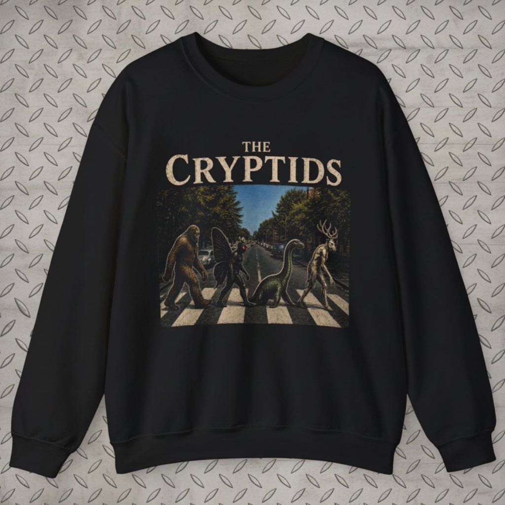 Sweatshirt - Cryptids Abbey Road Sweatshirt | Gildan 18000 | Bigfoot, Mothman from SHIRT MONSTERS