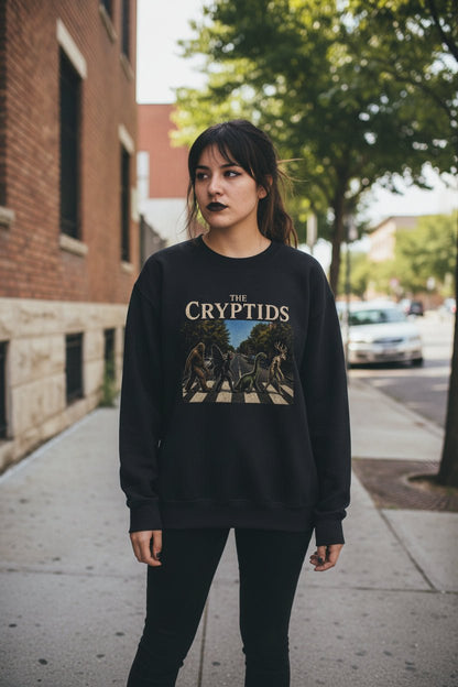 Sweatshirt - Cryptids Abbey Road Sweatshirt | Gildan 18000 | Bigfoot, Mothman from SHIRT MONSTERS