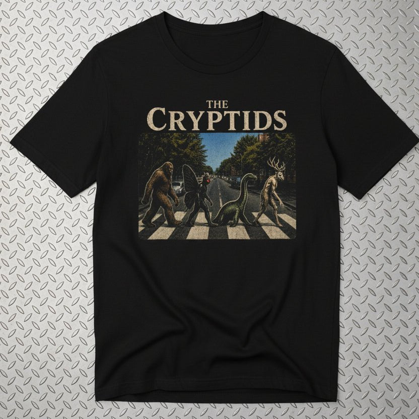 T-Shirt - Cryptids Abbey Road Tee | Bella+Canvas 3001 | Bigfoot, Mothman from SHIRT MONSTERS