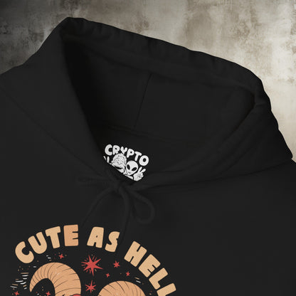Hoodie - Cute As Hell Pentagram Goat Gothic Metal Humor | Hoodie | Hooded Sweatshirt from Crypto Zoo Tees