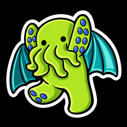 Paper products - Cute Baby Cthulhu Sticker | Horror | Cute Eldritch Goth/Gothic from SHIRT MONSTERS