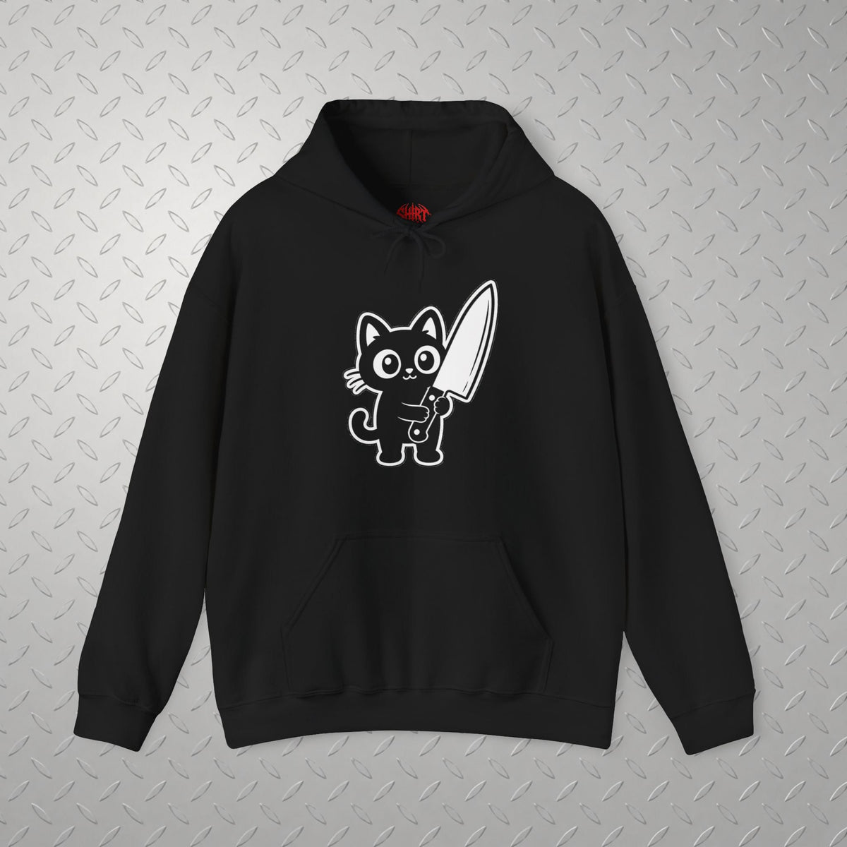 T-Shirt - Cute Cat Big Knife Shirt | Unisex Tee | Cats | Goth/Gothic from SHIRT MONSTERS