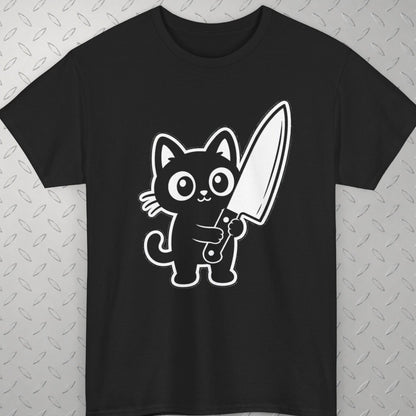 T-Shirt - Cute Cat Big Knife Shirt | Unisex Tee | Cats | Goth/Gothic from SHIRT MONSTERS