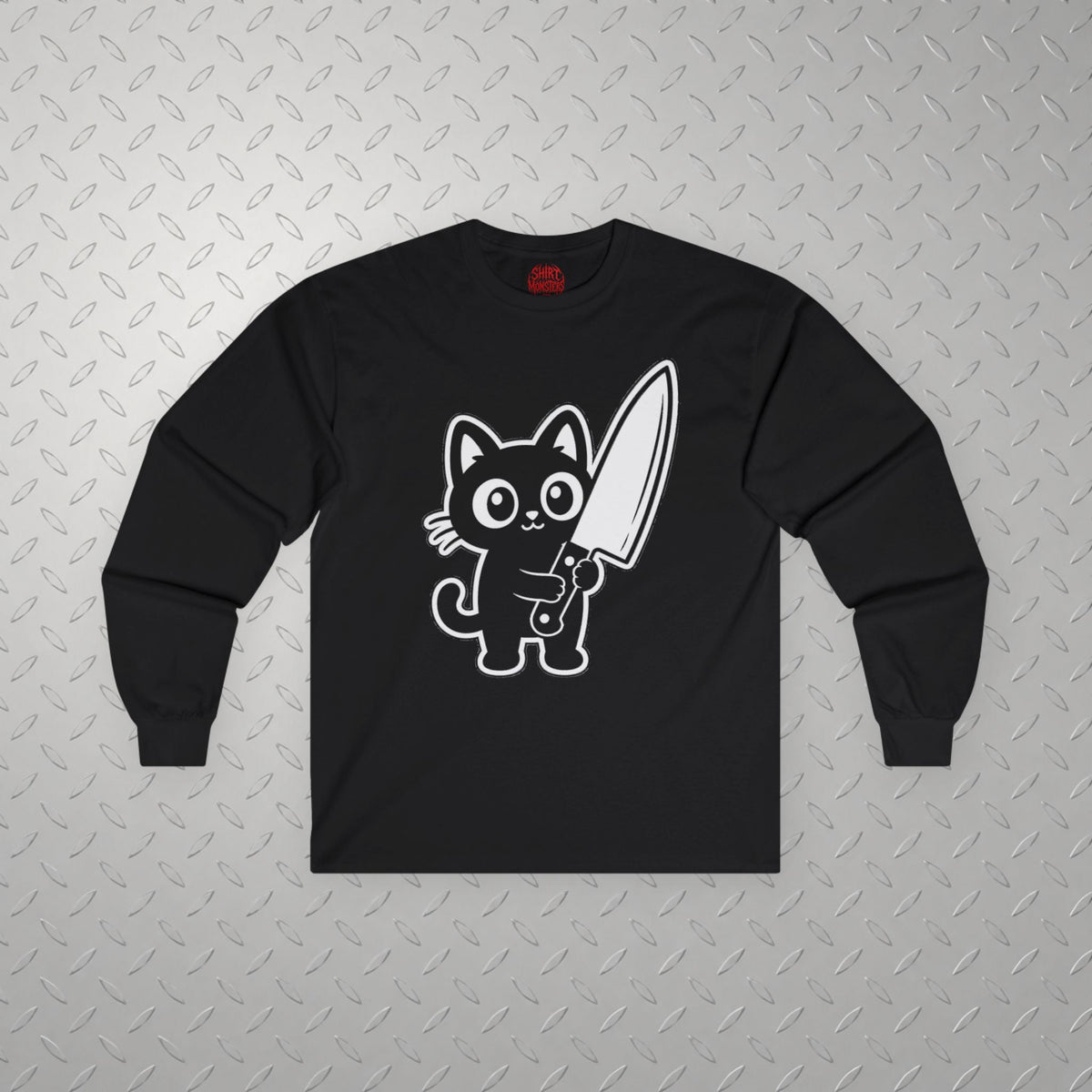 T-Shirt - Cute Cat Big Knife Shirt | Unisex Tee | Cats | Goth/Gothic from SHIRT MONSTERS