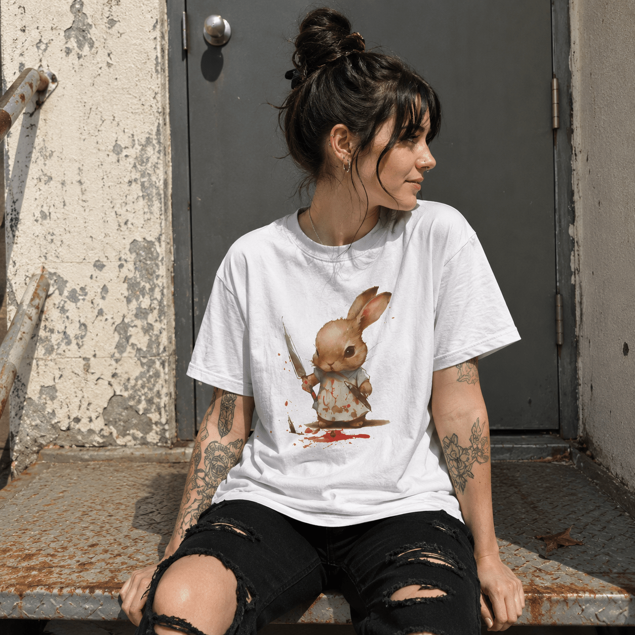 T-Shirt - Cute Killer Bunny Tee | Animals, Funny | Punk | Fitted Tee from SHIRT MONSTERS