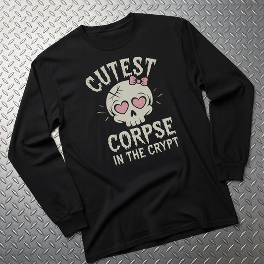 Long - sleeve - Cutest Corpse Long Sleeve | Unisex Long Sleeve Tee - Guldan 2400 | Horror, Halloween | Goth/Gothic from Crypto Zoo Tees