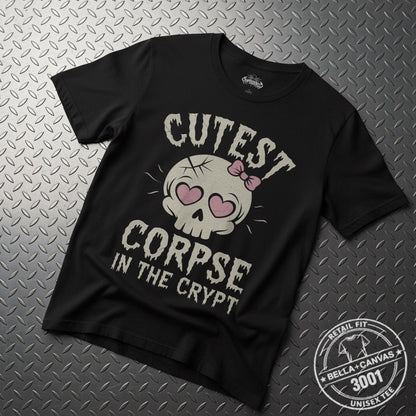 T-Shirt - Cutest Corpse Shirt | Light Fitted - Unisex Bella+Canvas 3001 | Horror, Halloween | Goth/Gothic from Crypto Zoo Tees