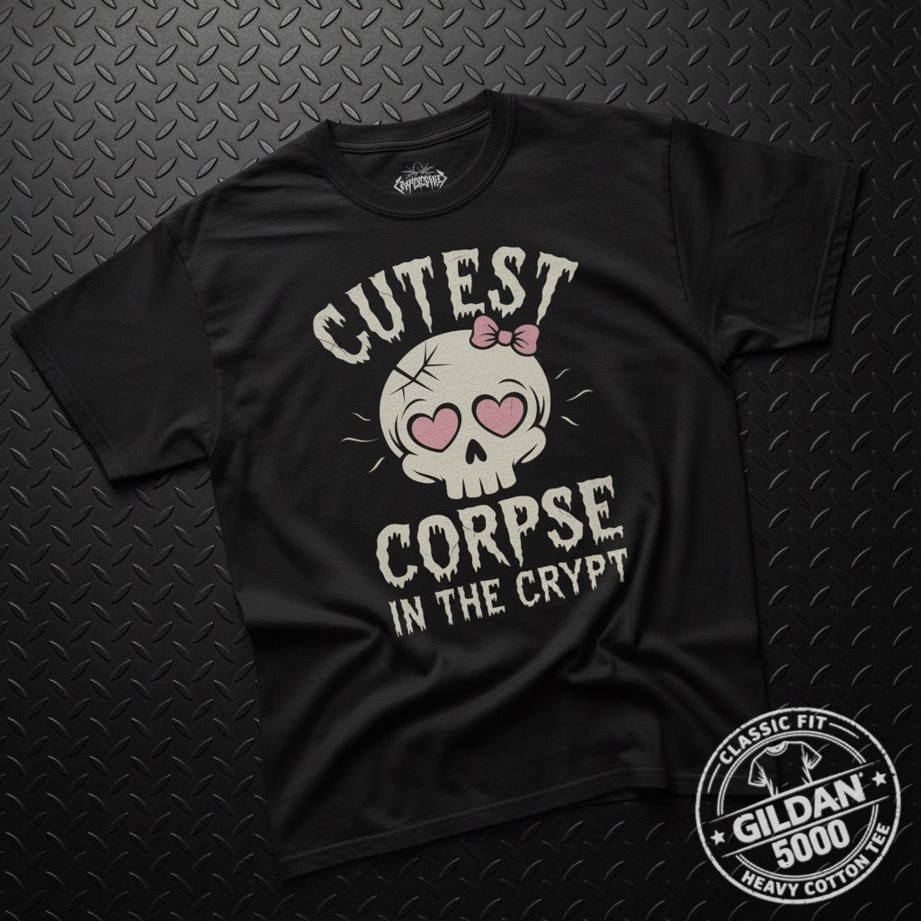 T-Shirt - Cutest Corpse Shirt | Unisex Heavy Cotton - Gildan 5000 | Horror, Halloween | Goth/Gothic from Crypto Zoo Tees