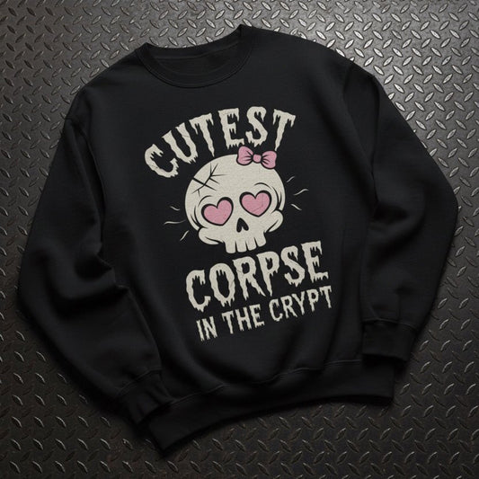 Sweatshirt - Cutest Corpse Sweatshirt | Unisex Crewneck Sweatshirt - Gildan 18000 | Horror, Halloween | Goth/Gothic from Crypto Zoo Tees