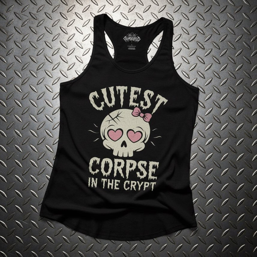 Tank Top - Cutest Corpse Tank | Ladies Racerback Tank Top - Next Level 1533 | Horror, Halloween | Goth/Gothic from Crypto Zoo Tees