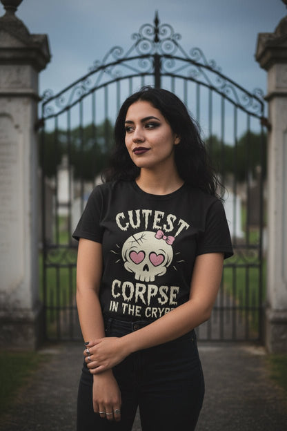 T-Shirt - Cutest Corpse Tee | Ladies Tee - Gildan 5000L | Horror, Halloween | Goth/Gothic from Crypto Zoo Tees