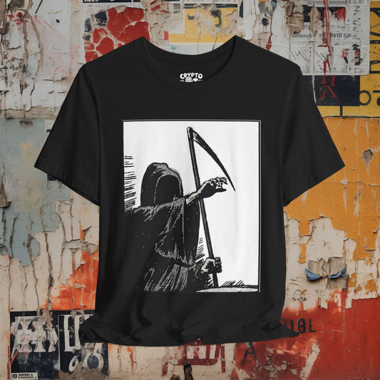 T-Shirt - Death Grim Reaper Comic T-Shirt | Unisex T-shirt, Long Sleeve T-shirt | Comics, Skulls & Skeletons | Goth, Punk from Crypto Zoo Tees