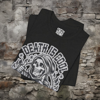 T-Shirt - Death Is Cool Tee with Grim Reaper | Bella + Canvas Unisex T-shirt from Crypto Zoo Tees