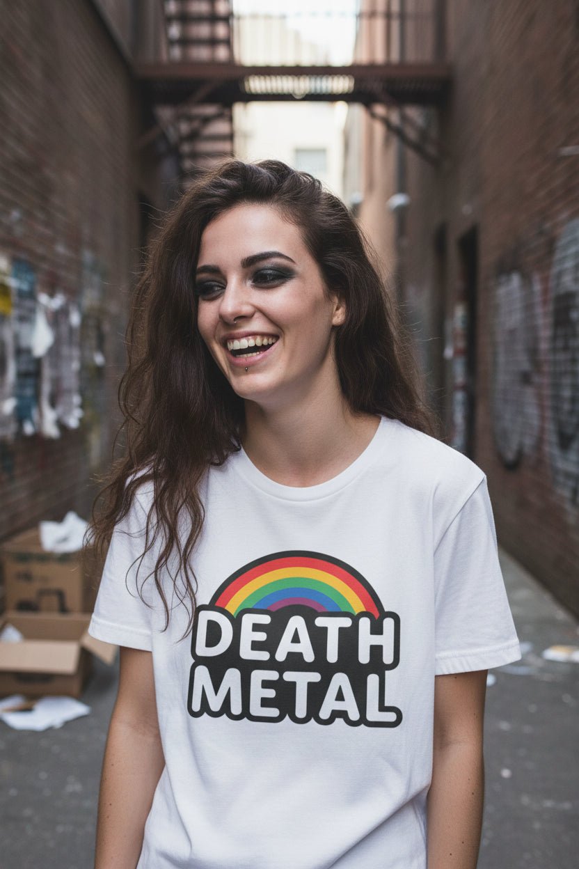 T-Shirt - Death Metal Rainbow Shirt | Music, Funny | Light Fitted - Unisex Bella+Canvas 3001 | Metal from SHIRT MONSTERS