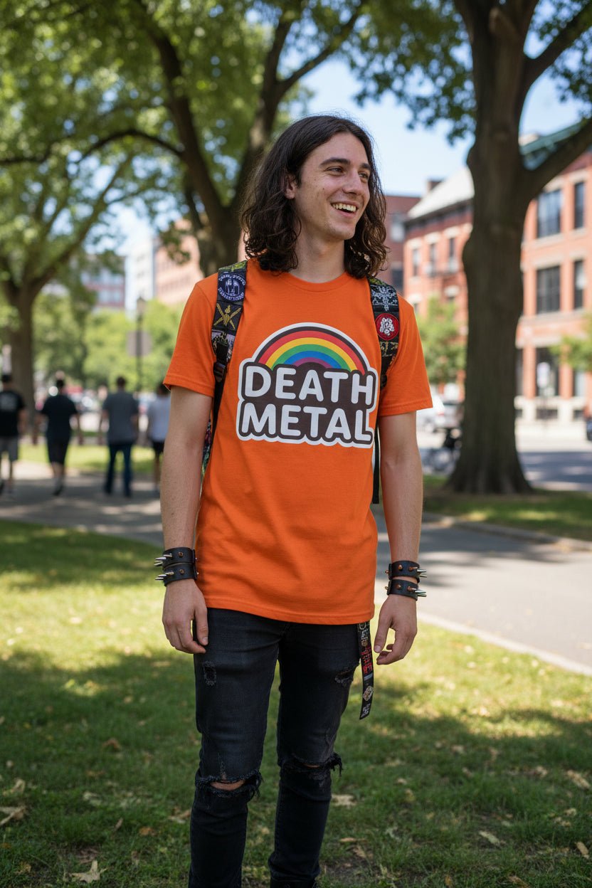 T-Shirt - Death Metal Rainbow Shirt | Music, Funny | Light Fitted - Unisex Bella+Canvas 3001 | Metal from SHIRT MONSTERS