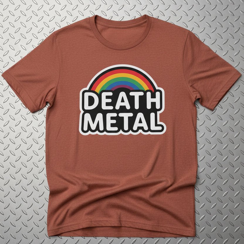 T-Shirt - Death Metal Rainbow Shirt | Music, Funny | Light Fitted - Unisex Bella+Canvas 3001 | Metal from SHIRT MONSTERS