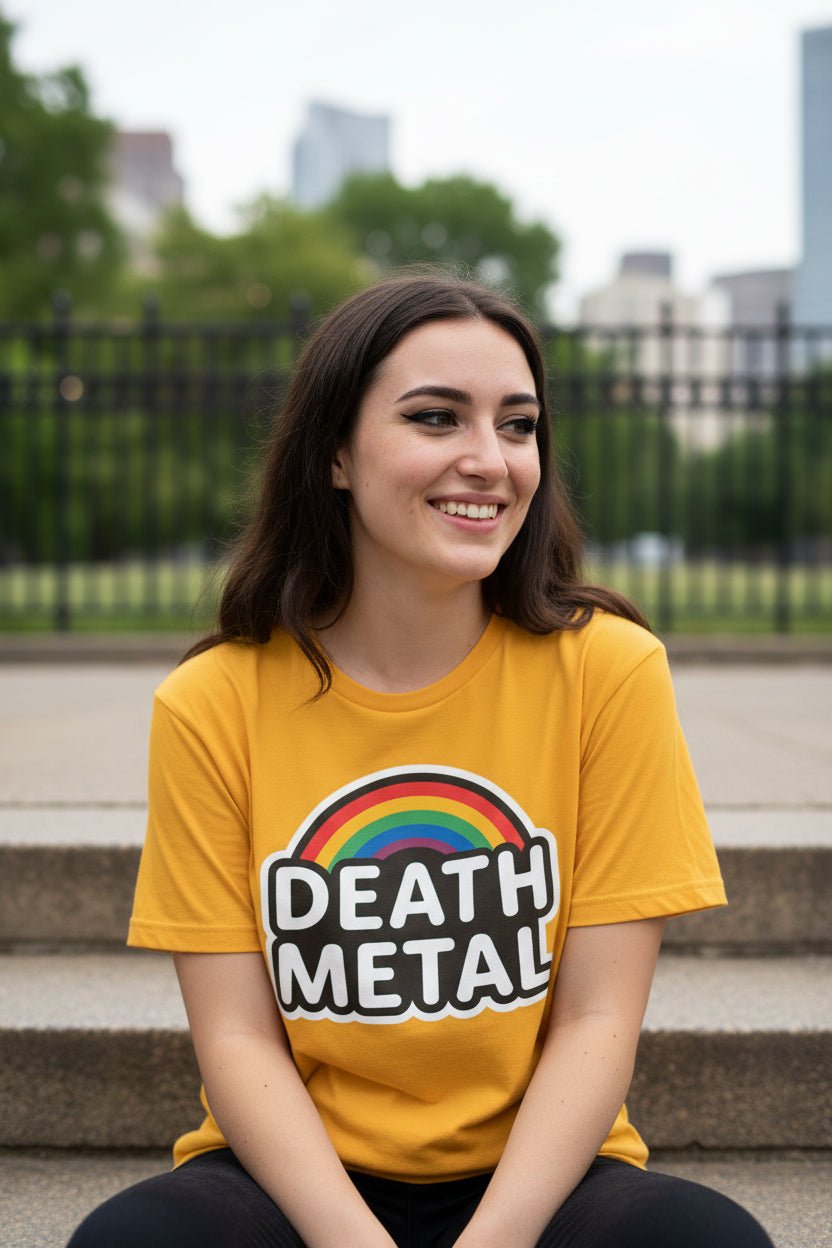 T-Shirt - Death Metal Rainbow Shirt | Music, Funny | Light Fitted - Unisex Bella+Canvas 3001 | Metal from SHIRT MONSTERS