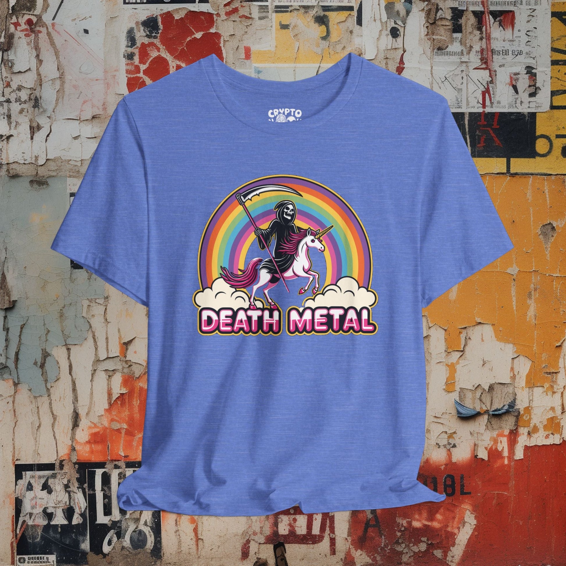 T-Shirt - Death Metal Rainbow Unicorn | Bella + Canvas Unisex T-shirt from Crypto Zoo Tees
