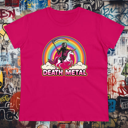T-Shirt - Death Metal Rainbow Unicorn | Women's T-Shirt | Cotton Tee from Crypto Zoo Tees