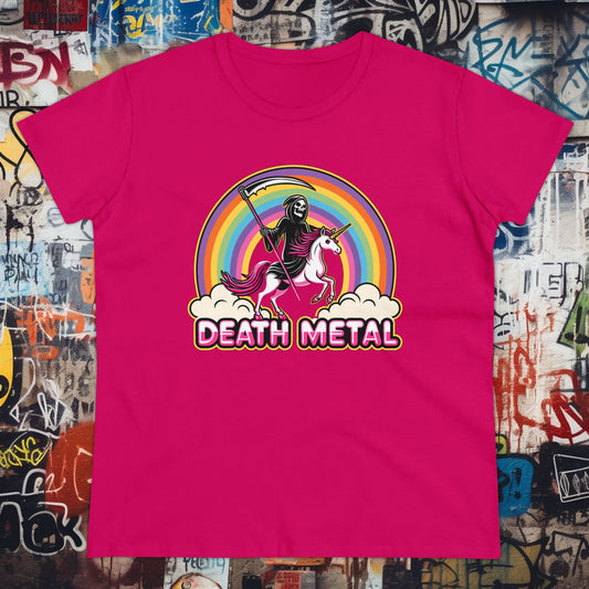T-Shirt - Death Metal Rainbow Unicorn | Women's T-Shirt | Cotton Tee from Crypto Zoo Tees