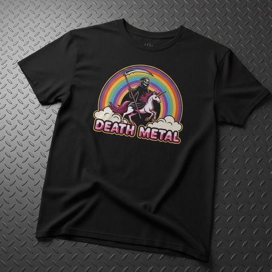 T-Shirt - Death Metal Unicorn Shirt | Unisex Heavy Cotton - Gildan 5000 | Metal, Funny from Crypto Zoo Tees (Soon to be Shirt Monsters!)