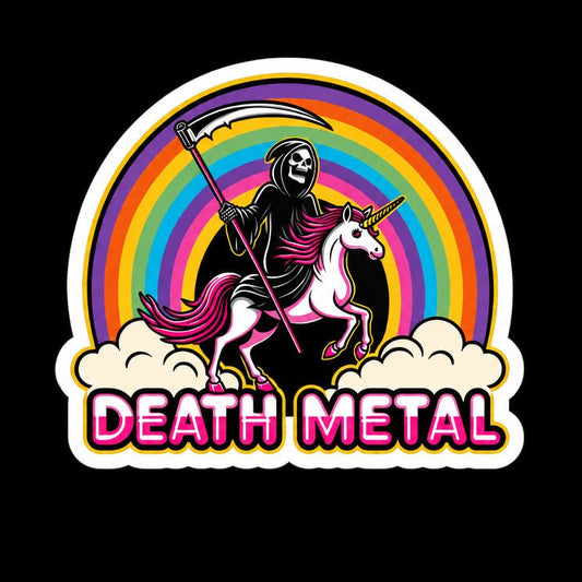 Paper products - Death Metal Unicorn Sticker | Glossy Kiss Cut | Music | Metal from SHIRT MONSTERS